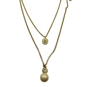 Kate Spade Pearly Delight Strand Pendant Necklace OORU1447 Cream Gold Tone